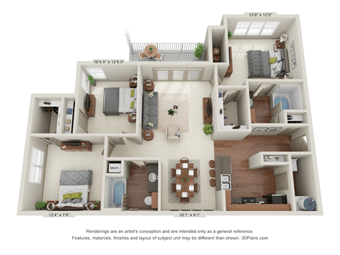Cypress 3D Floorplan with Dimensions